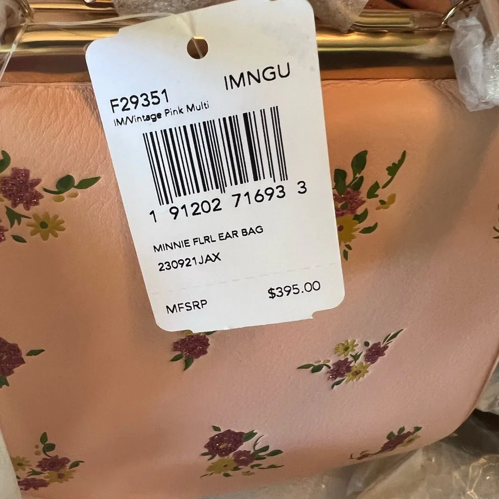 Coach x Disney Kisslock Bag with Floral Mix Print. Minnie Mouse Ears F29351 New - Picture 12 of 13